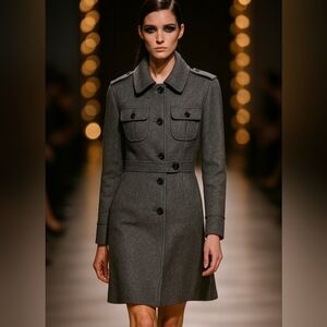 Women's Coat Kenneth Cole Wool Gray Coat Mid Knee Length Size 10 New $370